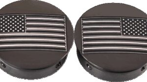 FIGURATI DESIGNS Swing Arm Covers - Black Contrast Cut American Flag - Custom - Reversed - Black