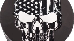 FIGURATI DESIGNS Swing Arm Covers - Contrast Cut - American Flag Skull - Custom - Black