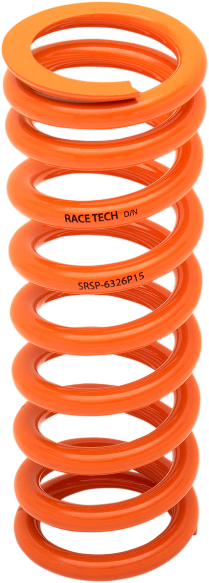 RACE TECH Progressively Wound Shock Spring - Orange - P15 - Spring Rate 195 lb/in - 285 lb/in
