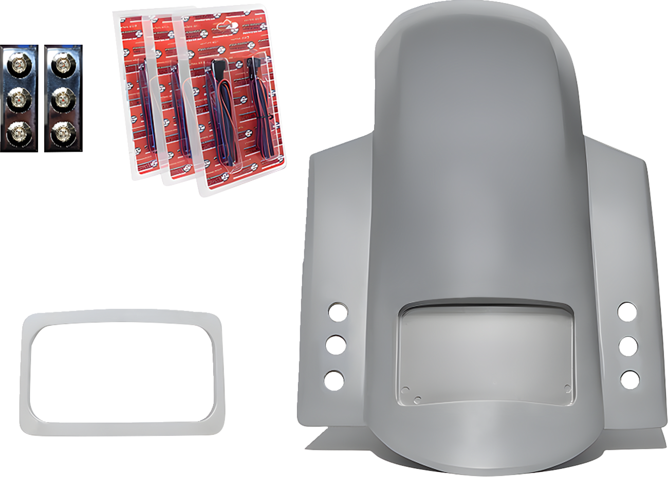 PAUL YAFFE BAGGER NATION Short Rear Fender - Sport - With Chrome Plate Frame - Thunder-pod Taillight