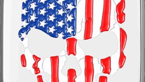 FIGURATI DESIGNS Antenna Cover - Right Rear Fender - American Flag Skull - Chrome