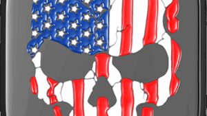 FIGURATI DESIGNS Antenna Cover - Left Rear Fender - American Flag Skull - Black