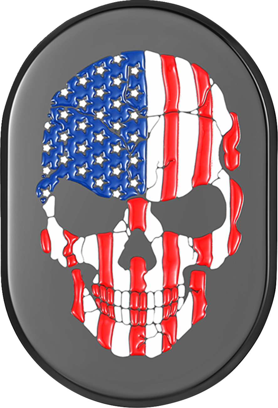 FIGURATI DESIGNS Antenna Cover - Left Rear Fender - American Flag Skull - Black