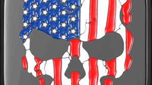 FIGURATI DESIGNS Antenna Cover - Right Rear Fender - American Flag Skull - Black