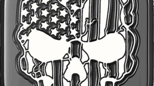 FIGURATI DESIGNS Antenna Cover - Left Rear Fender - Contrast Cut American Flag Skull - Black