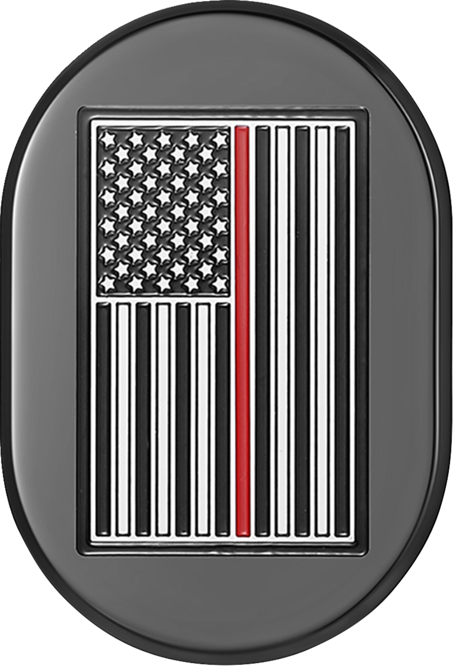FIGURATI DESIGNS Antenna Cover - Left Rear Fender - Red Line American Flag - Black