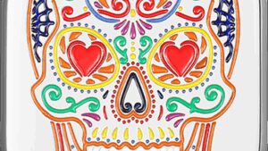 FIGURATI DESIGNS Antenna Cover - Left Rear Fender - Sugar Skull - Chrome