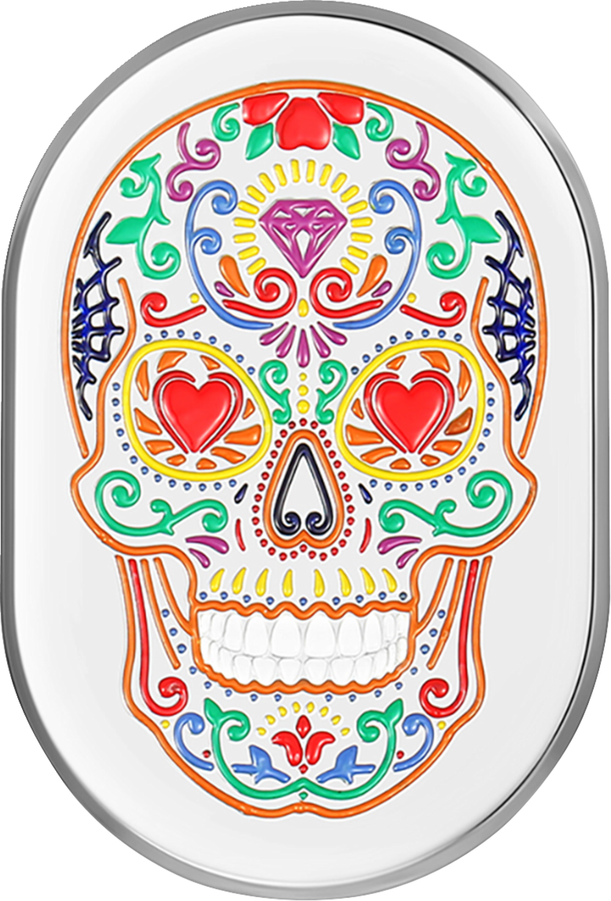 FIGURATI DESIGNS Antenna Cover - Right Rear Fender - Sugar Skull - Chrome
