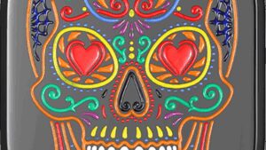 FIGURATI DESIGNS Antenna Cover - Left Rear Fender - Sugar Skull - Black