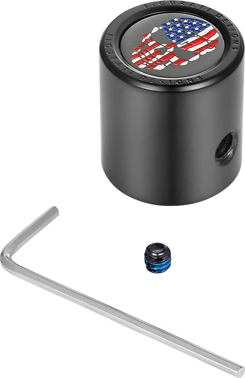 FIGURATI DESIGNS Heel-Toe Shifter Cover - American Flag Skull - Red/White/Blue/Black