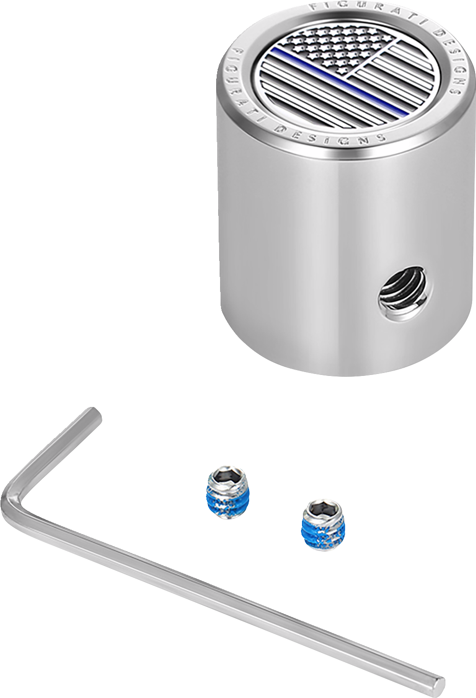 FIGURATI DESIGNS Heel-Toe Shifter Cover - Blue Line American Flag - Stainless Steel