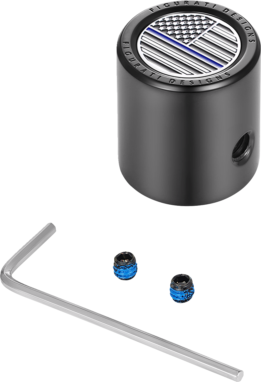 FIGURATI DESIGNS Heel-Toe Shifter Cover - Blue Line American Flag - Black