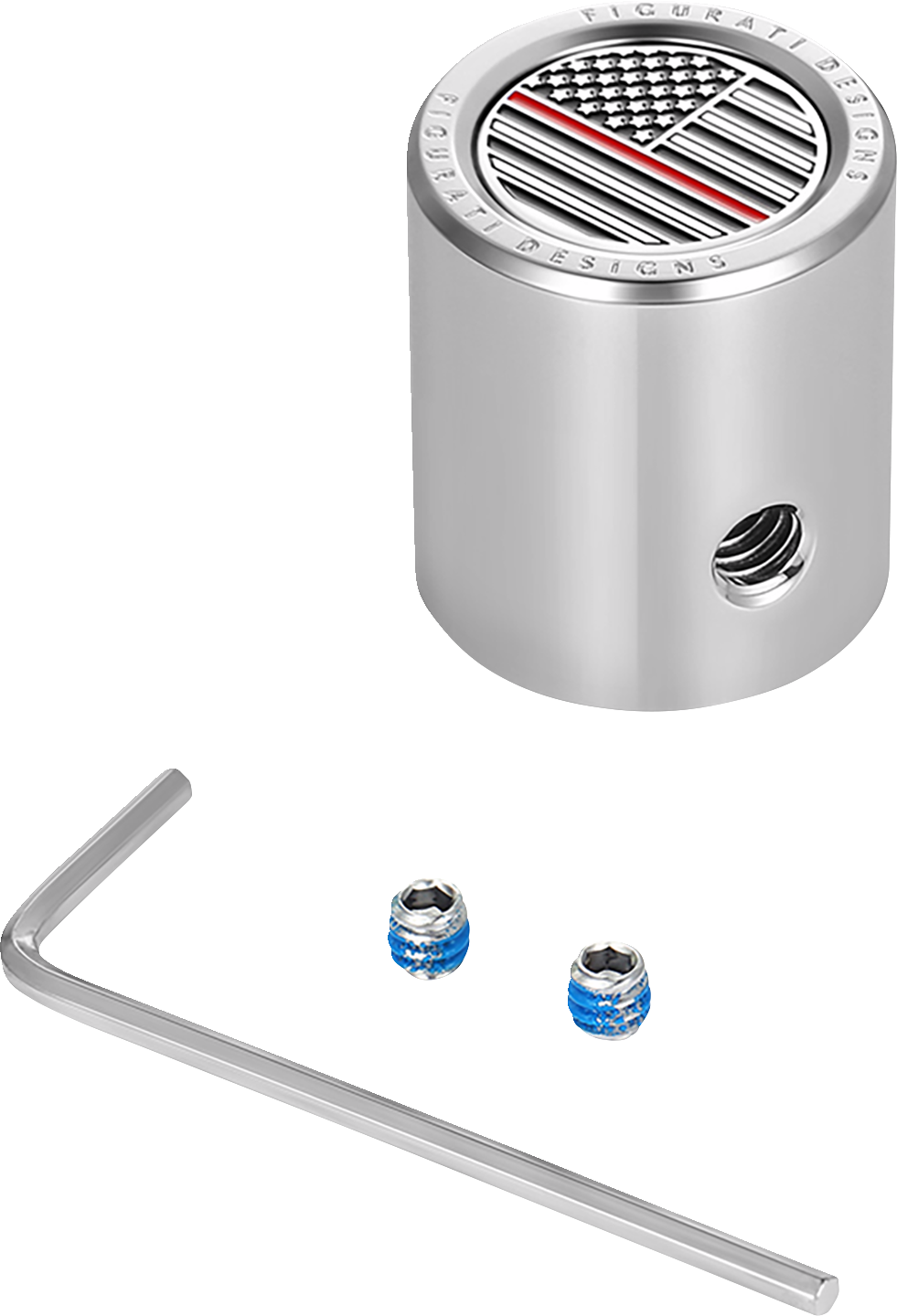 FIGURATI DESIGNS Heel-Toe Shifter Cover - Red Line American Flag - Stainless Steel