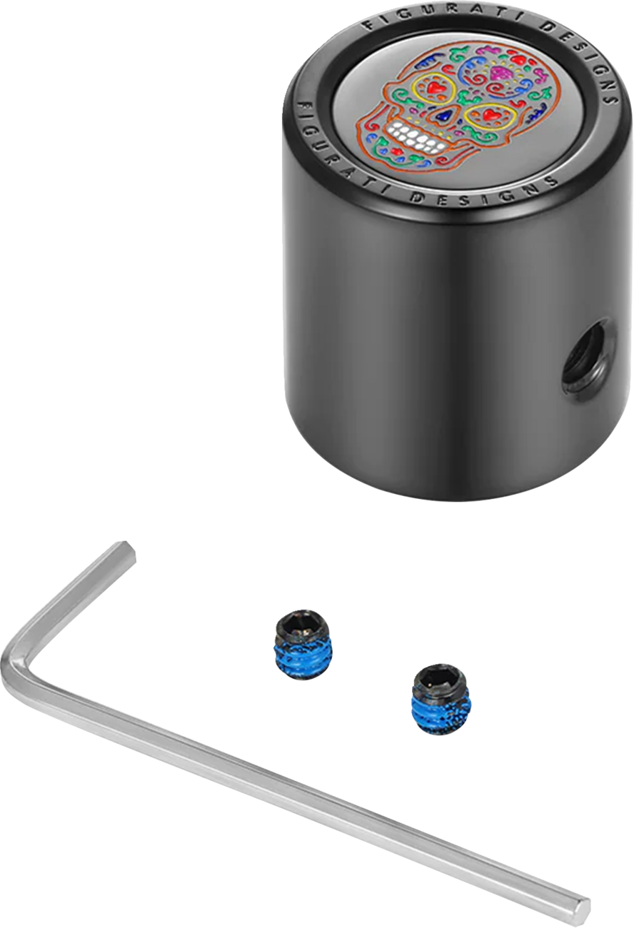 FIGURATI DESIGNS Heel-Toe Shifter Cover - Sugar Skull - Black