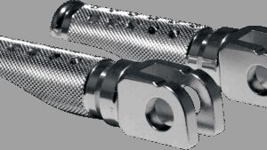 EMGO Slash-Cut Foot Pegs - Driver - Silver - Suzuki