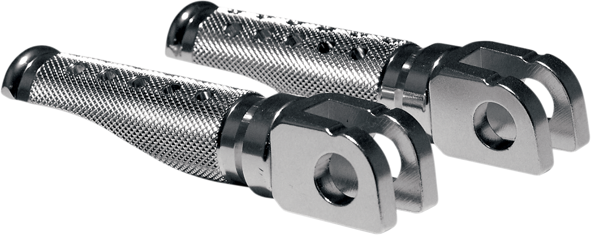 EMGO Slash-Cut Foot Pegs - Driver - Silver - Suzuki