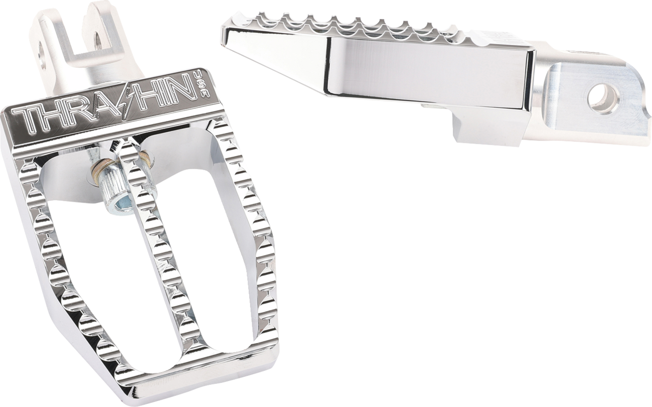 THRASHIN SUPPLY CO. Militant Foot Pegs - Front - Chrome