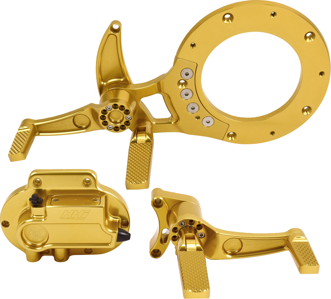 HAWG HALTERS Mid Control Conversion Kit - Gold - Knurled Pegs - FLH/FLT