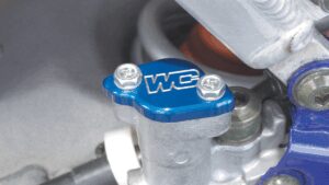 WORKS CONNECTION Rear Billet Brake Cover - Blue - Yamaha