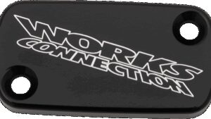 WORKS CONNECTION Anodized Billet Aluminum Front Brake Reservoir Cover - Black