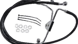 DRAG SPECIALTIES Brake Line - Front - Black - +8"