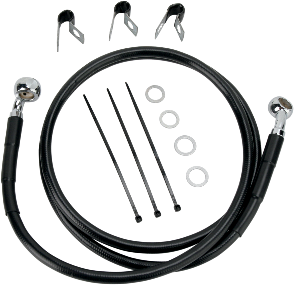 DRAG SPECIALTIES Brake Line - Front - Black - +10" - '00-'07 FLST