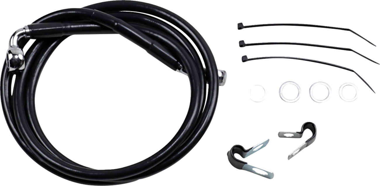 DRAG SPECIALTIES Brake Line - Front - Black - +10" - FXD '00-'05
