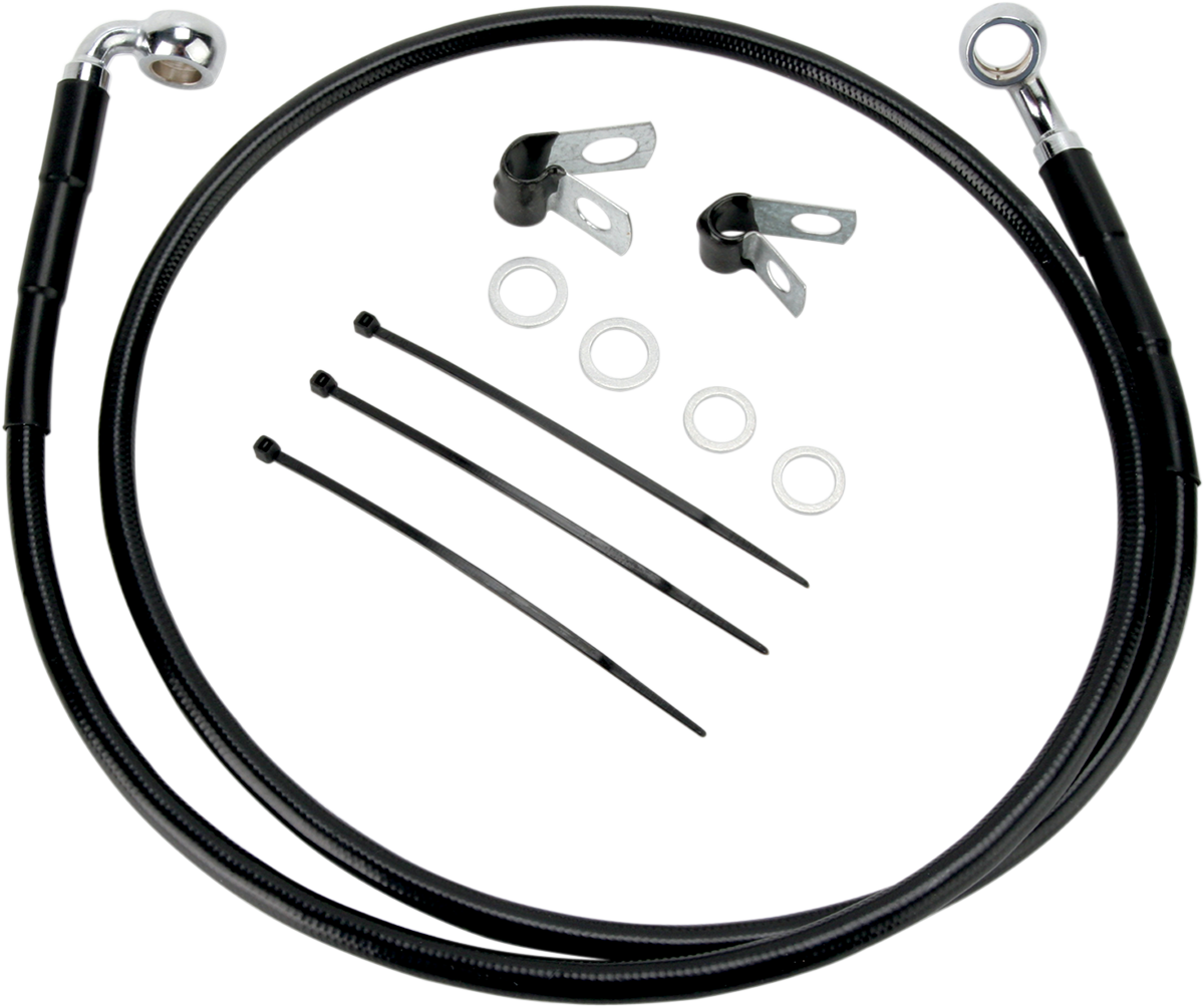 DRAG SPECIALTIES Brake Line - Front - Black - +8"- FXDL '01-'05