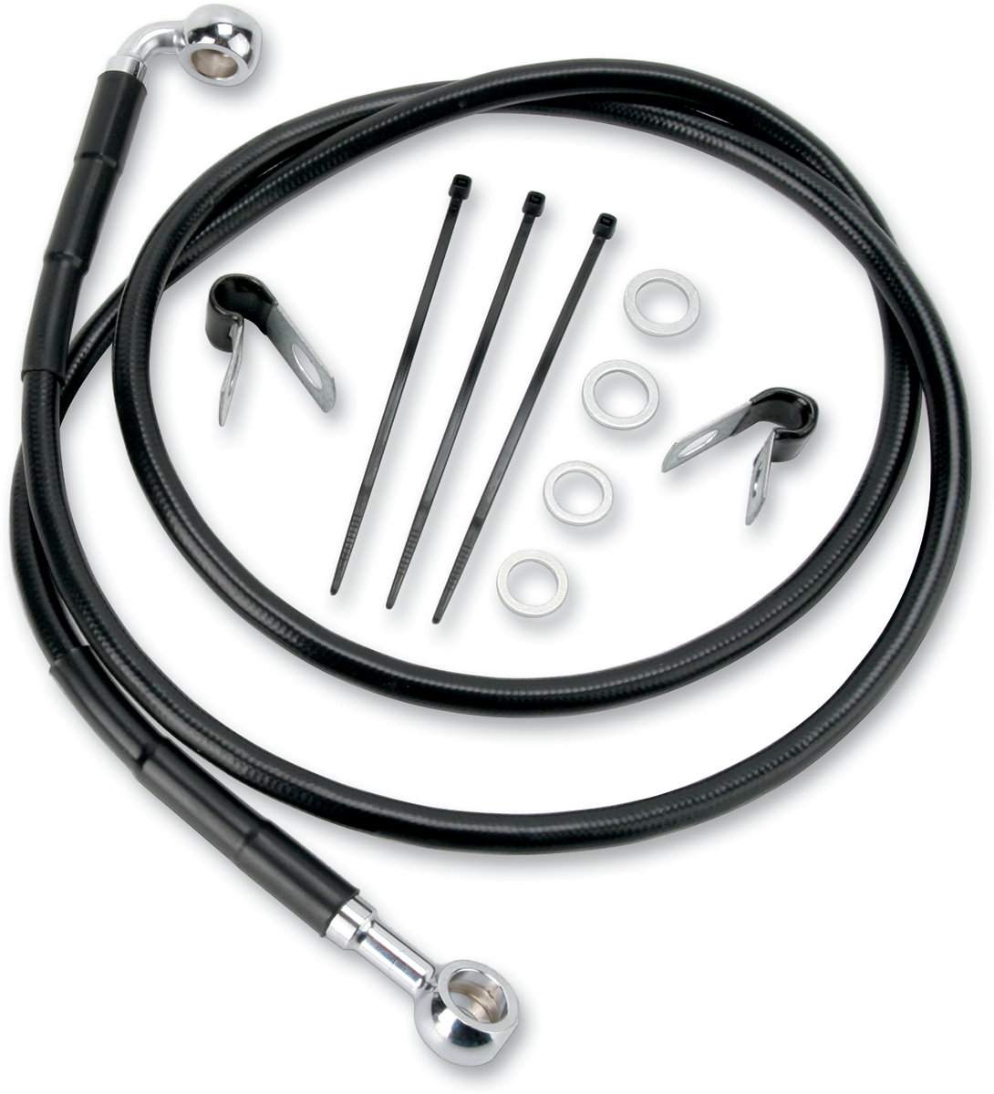 DRAG SPECIALTIES Brake Line - Front - Black - +2"