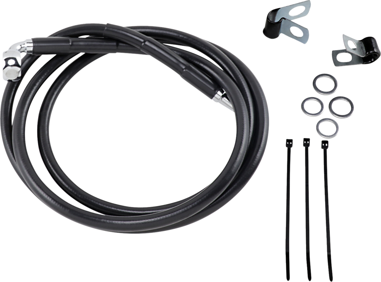 DRAG SPECIALTIES Brake Line - Front - Black - +6"