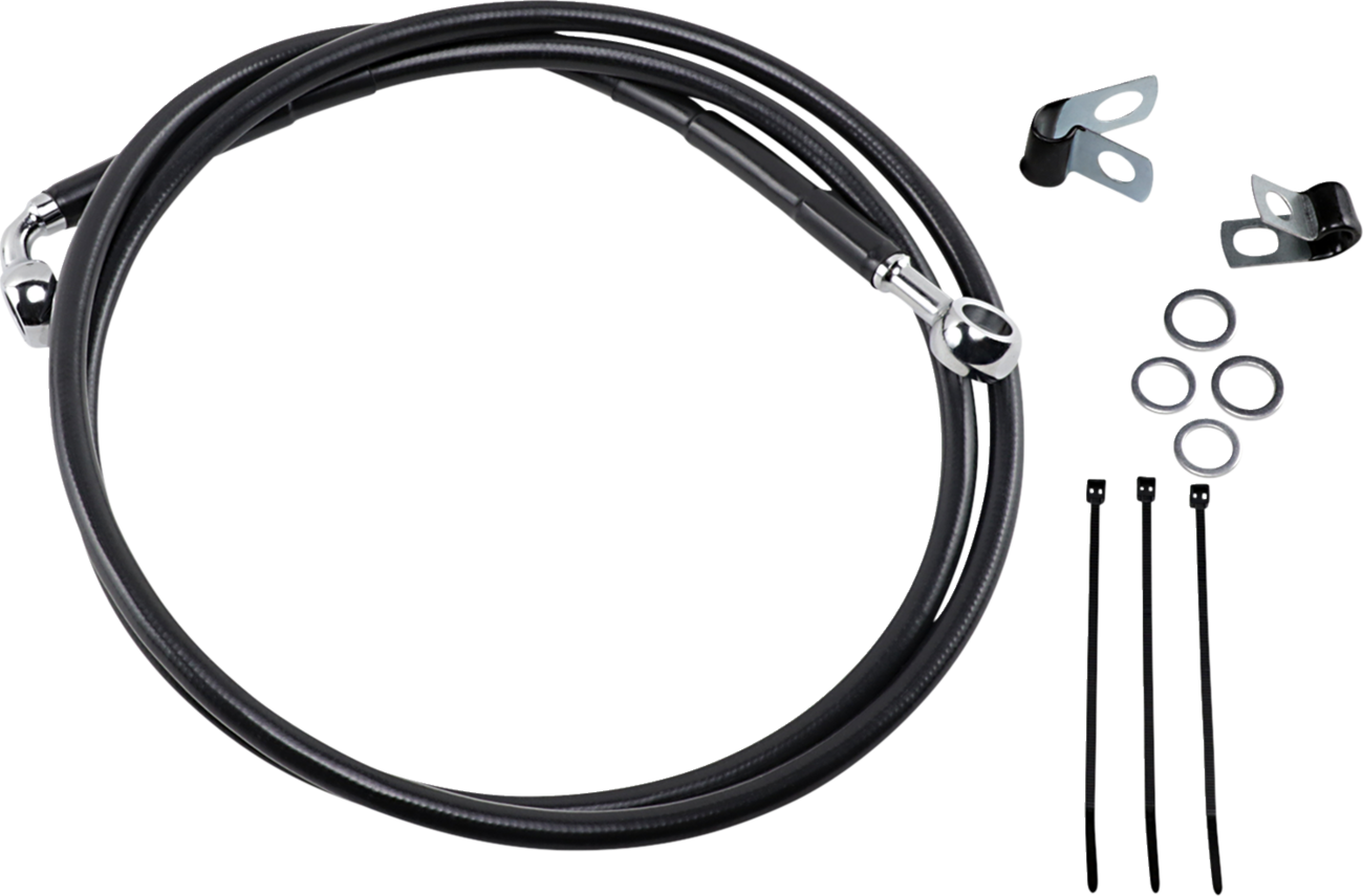 DRAG SPECIALTIES Brake Line - Front - Black - +8"