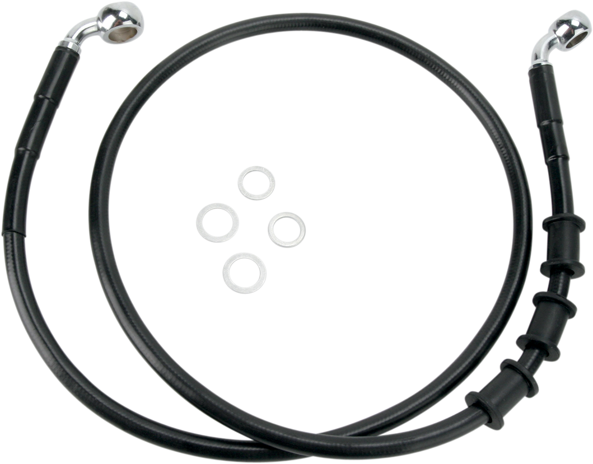 DRAG SPECIALTIES Brake Line - Front - Black - +8"