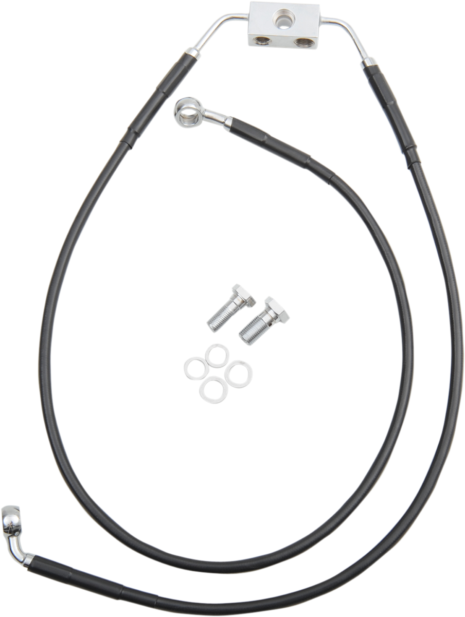DRAG SPECIALTIES Brake Line - Front - Black - +8" - FXDB '12-'17