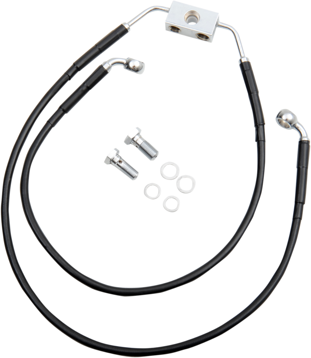 DRAG SPECIALTIES Brake Line - Front - Black - +6"- FXDWG '12-'17