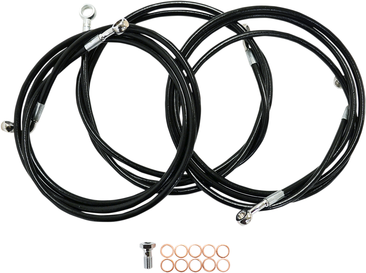 LA CHOPPERS Brake Line - 12" - 14" Ape Hanger Handlebars - Black