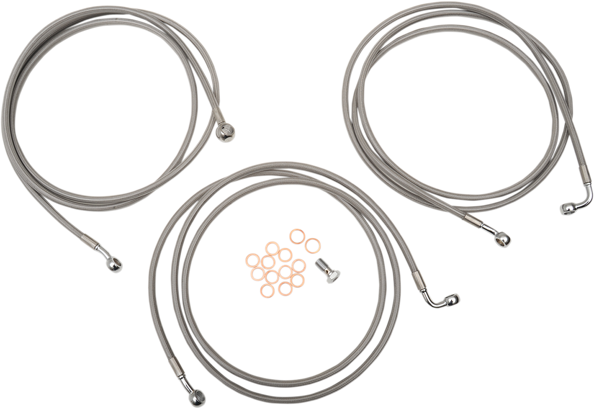 LA CHOPPERS Brake Lines - 18" - 20" Ape Hanger Handlebars - Stainless Steel