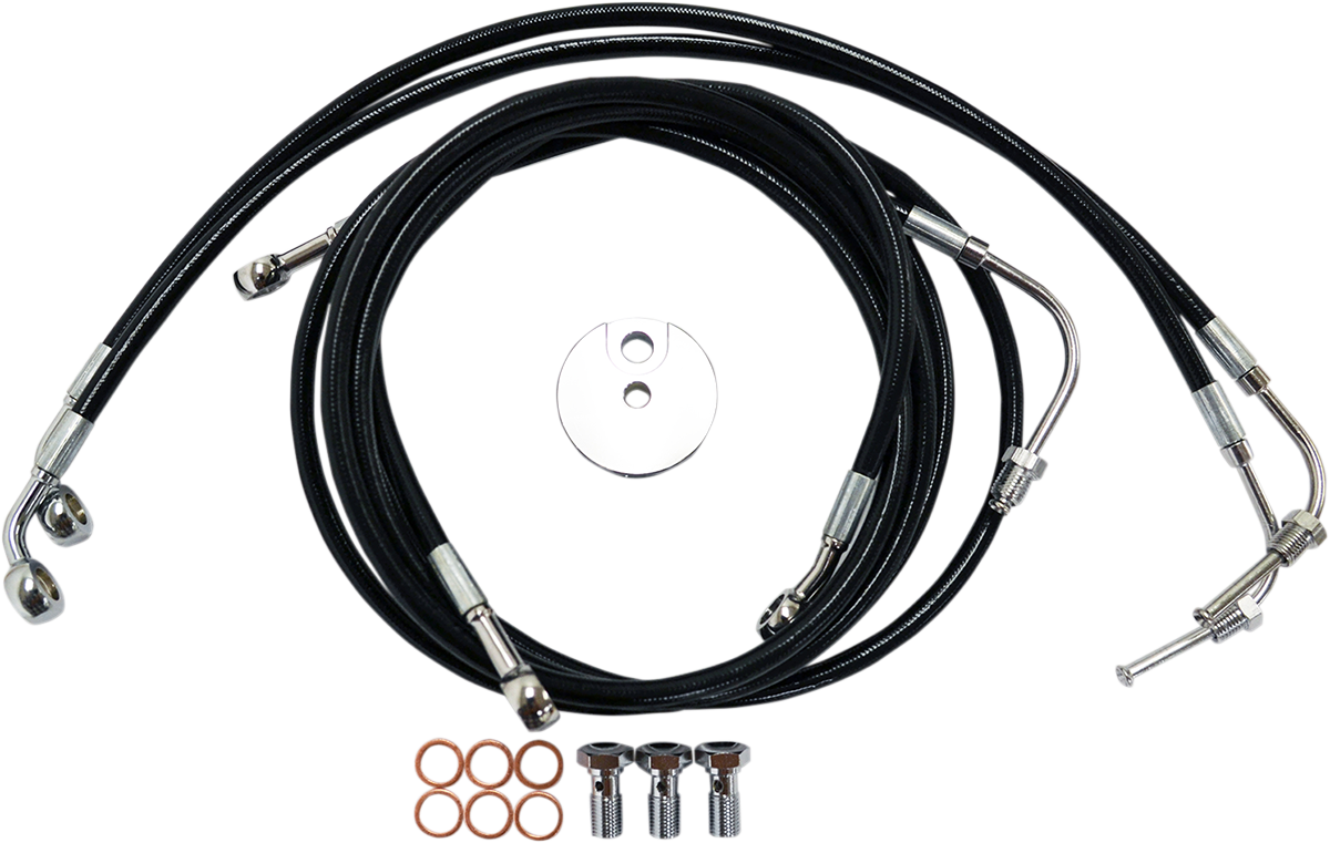 LA CHOPPERS Brake Line - 15" - 17" Ape Hanger Handlebars - Black