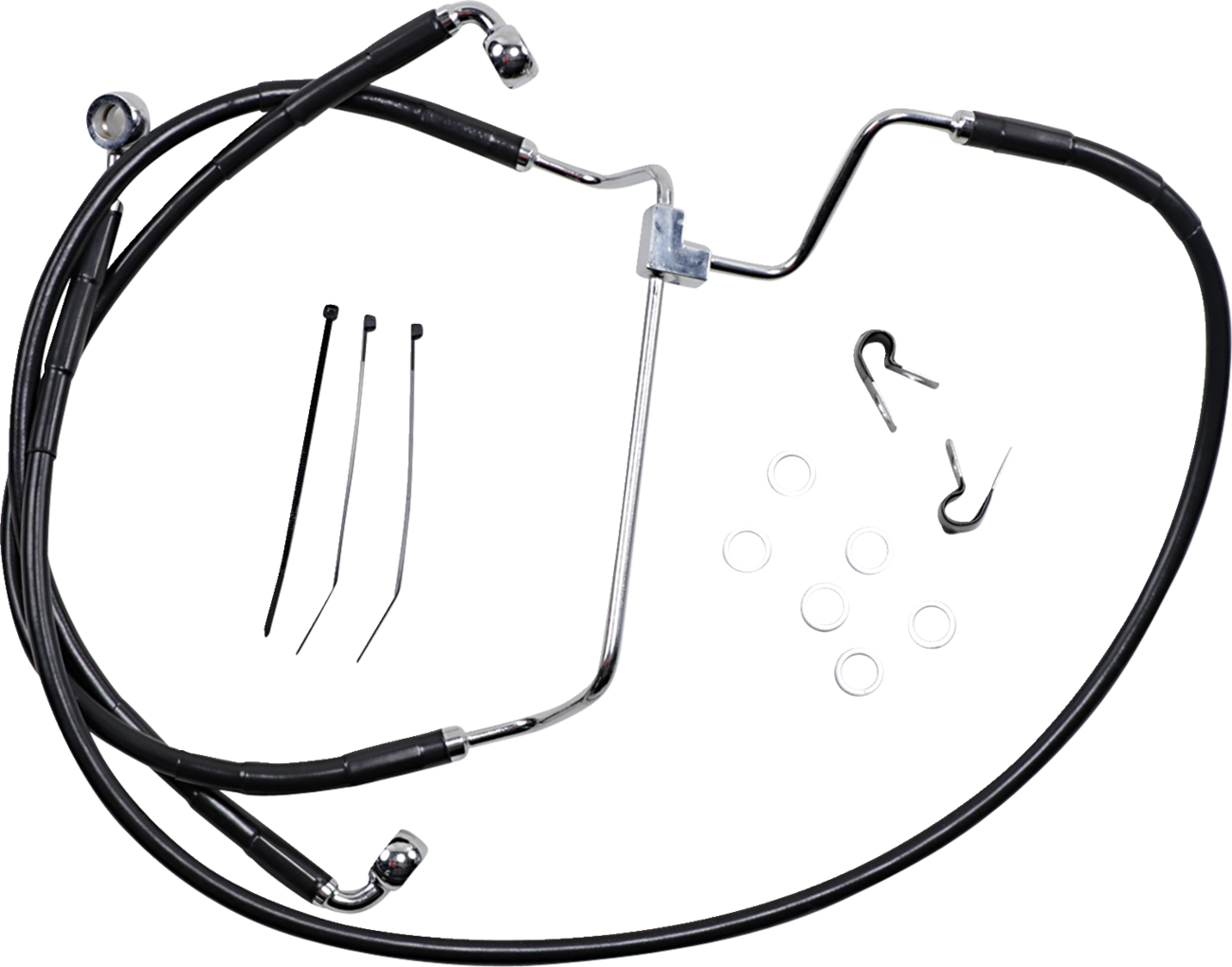 DRAG SPECIALTIES Brake Line - Front - Black - +4"