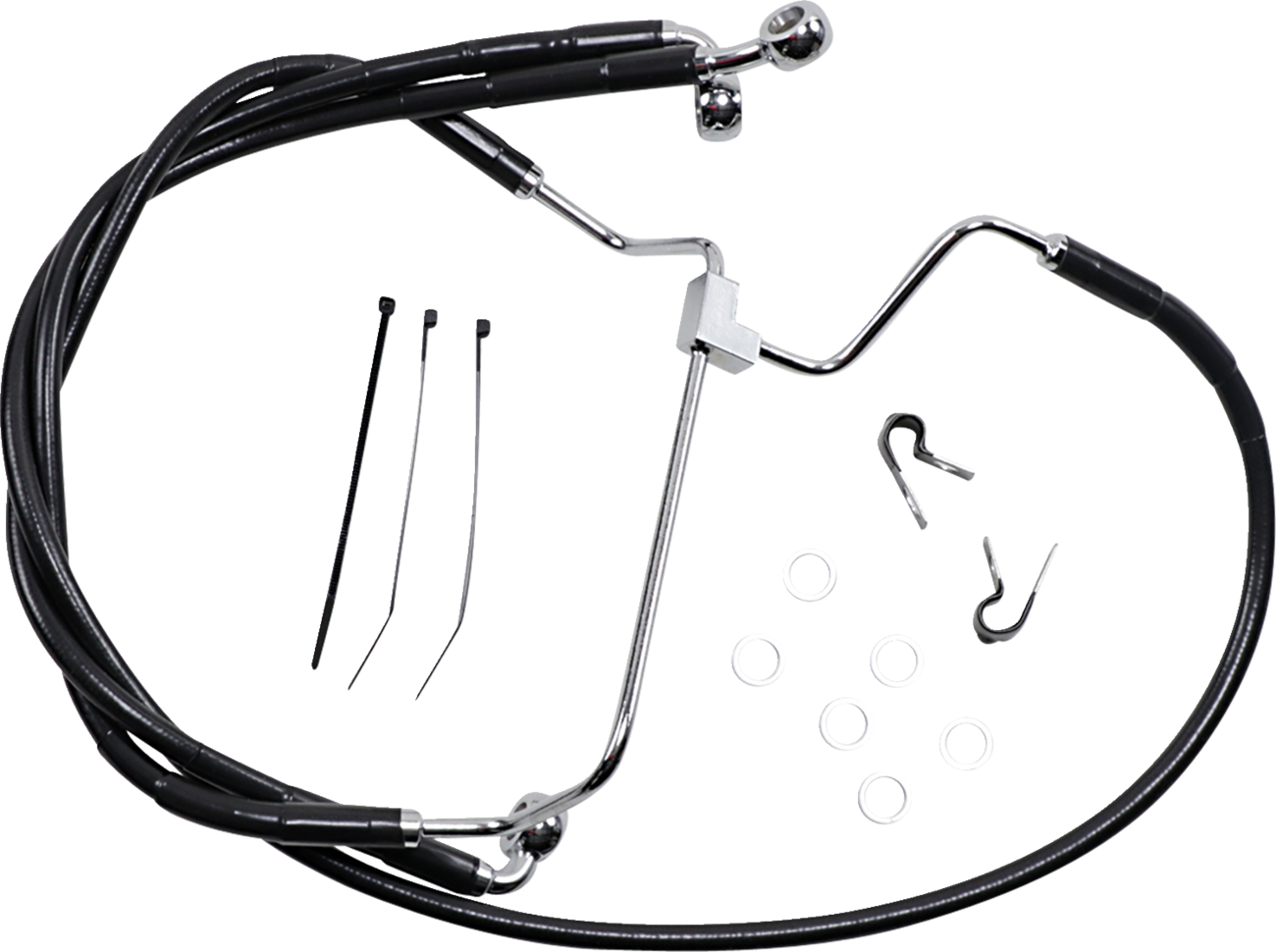 DRAG SPECIALTIES Brake Line - Front - Black - +6"
