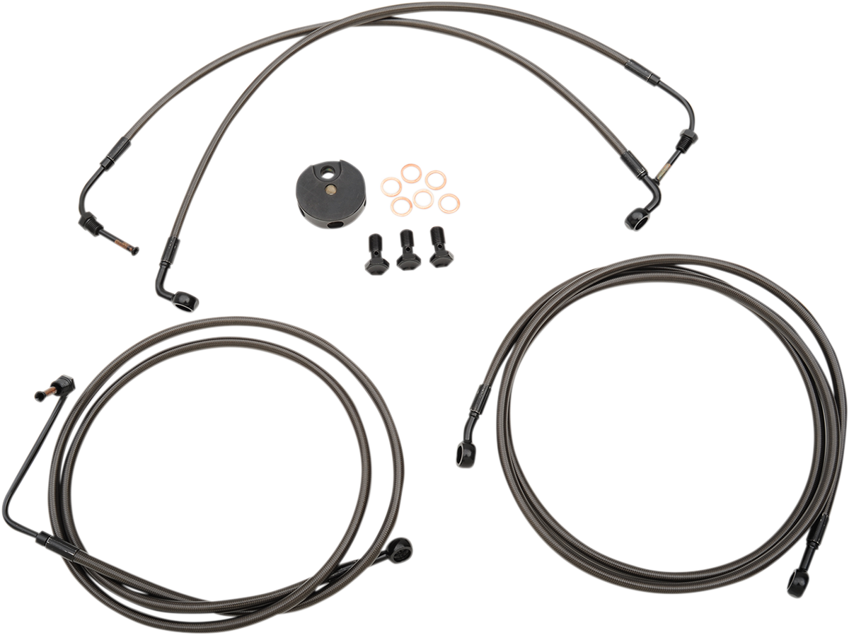 LA CHOPPERS Brake Lines - 12" - 14" Ape Hanger Handlebars - Midnight