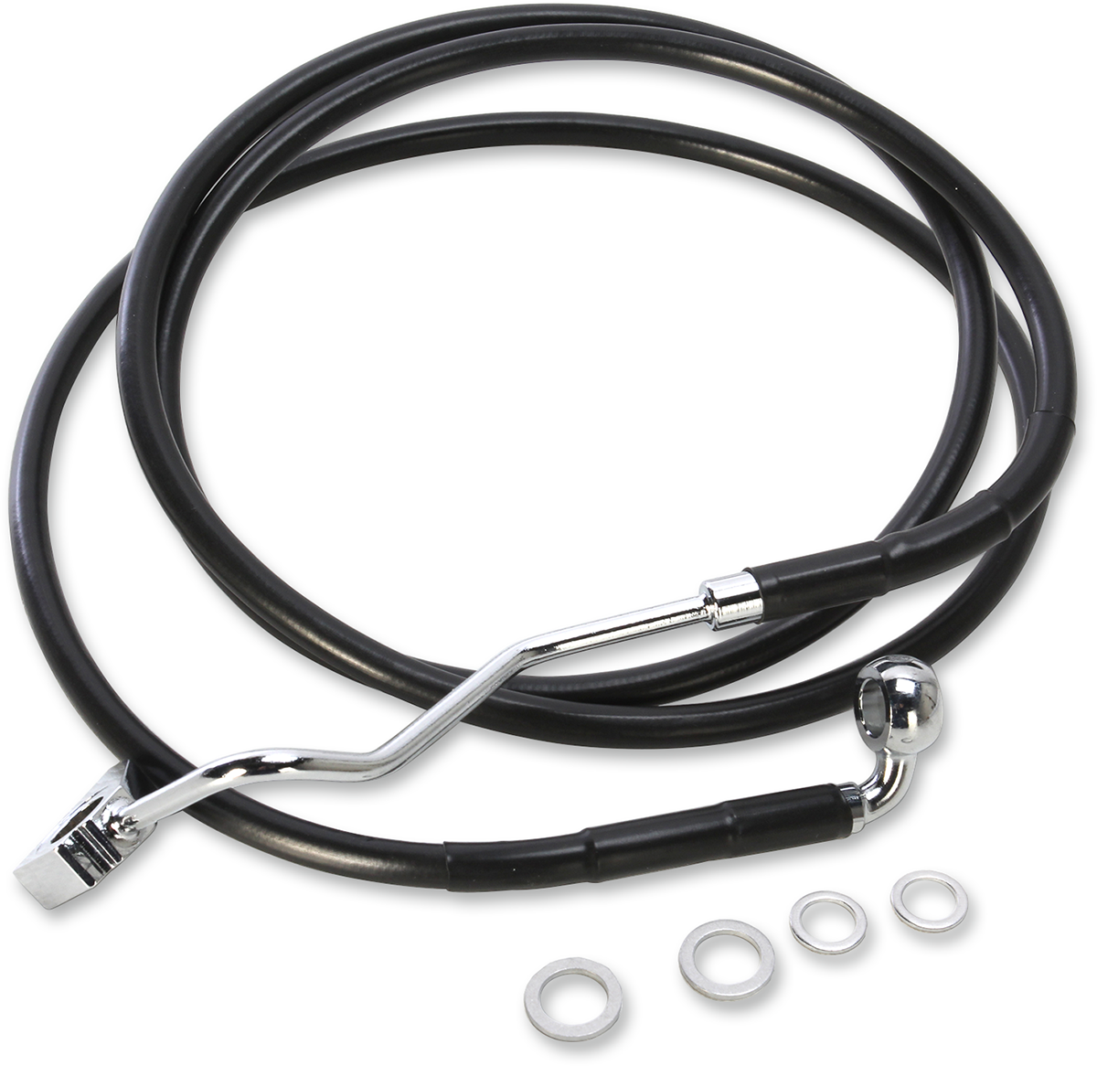 DRAG SPECIALTIES Brake Line - Front (Upper) - Black - +4"