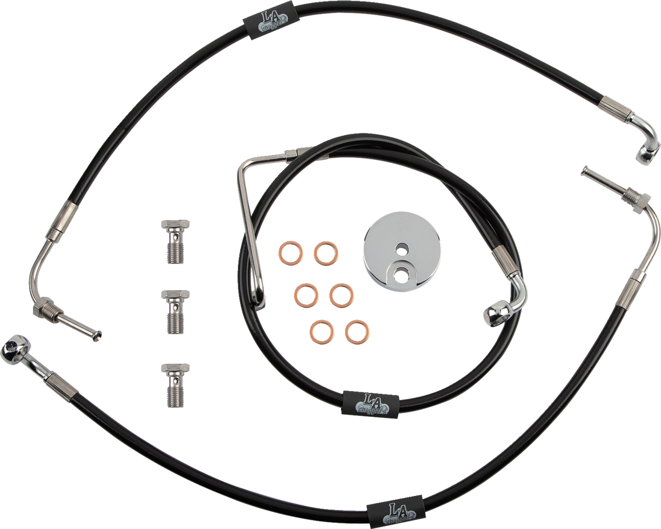 LA CHOPPERS Brake Line - 12" - 14" Ape Hanger Handlebars - Black