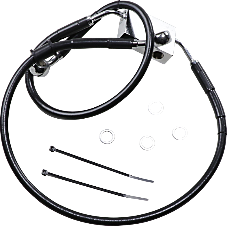 DRAG SPECIALTIES Brake Line - Front - +4" - Black - XL