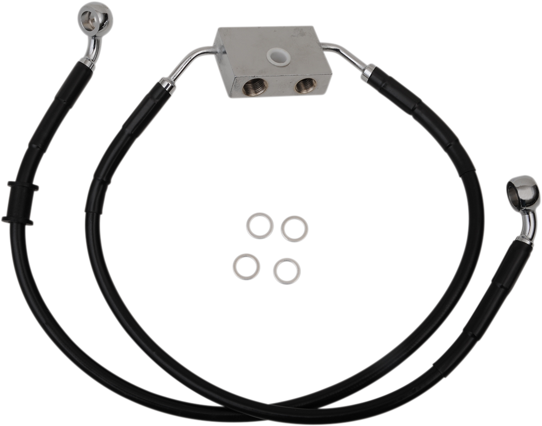 DRAG SPECIALTIES Brake Line - Front - +4" - Black - XL