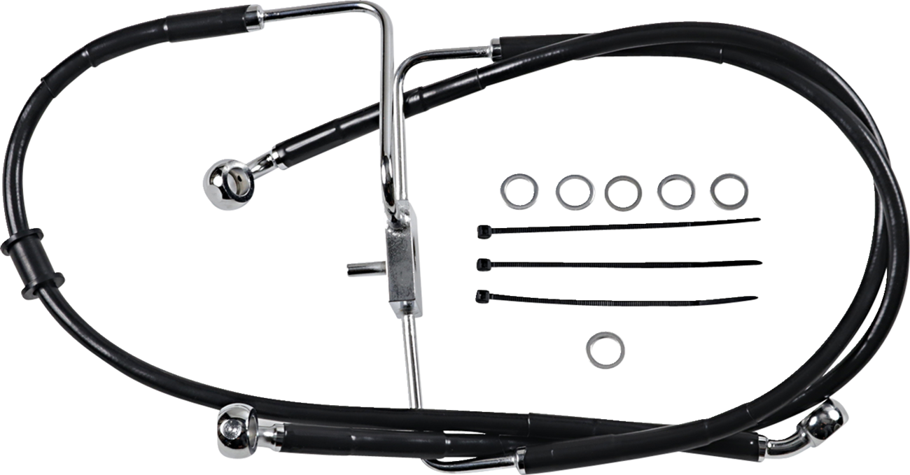 DRAG SPECIALTIES Brake Line - +4" - Black - XL