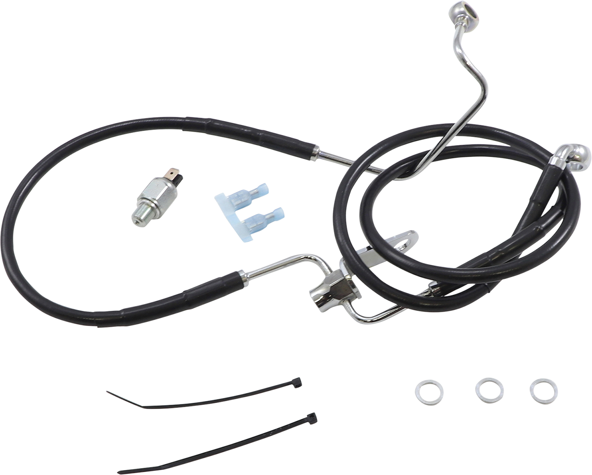 DRAG SPECIALTIES Brake Line - Rear - Black - +3" Non ABS