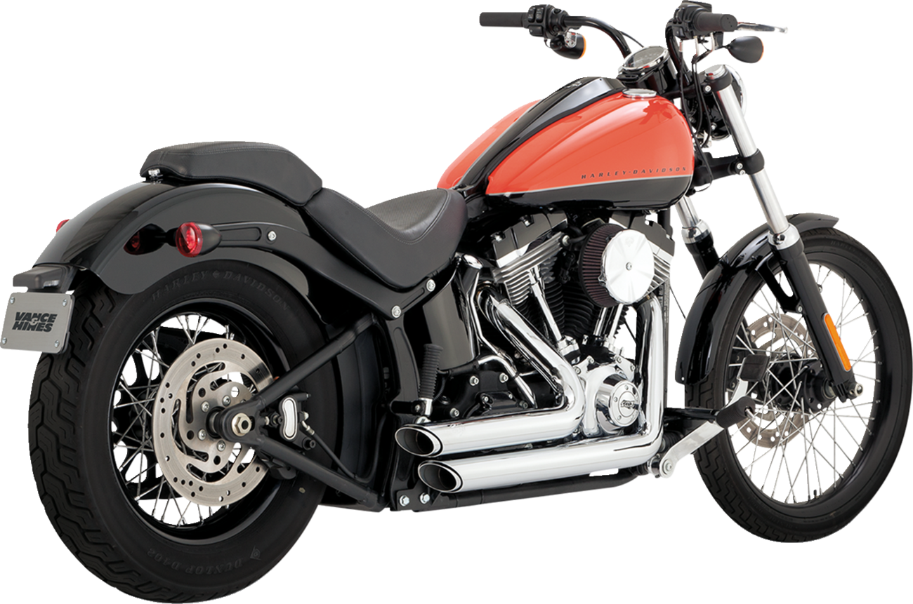 BASSANI XHAUST 2-into-2 True Dual Drag Pipe Exhaust System - Chrome - Twin Cam - Softail - Image 2