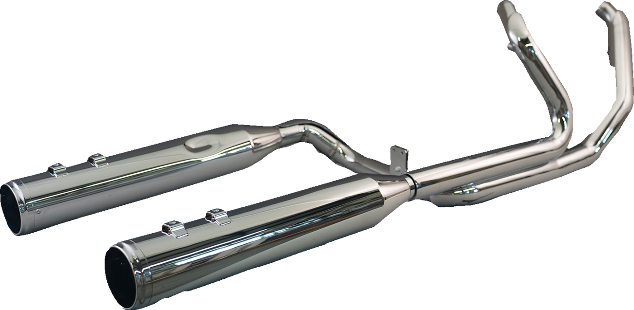 KHROME WERKS 2-into-2 Dominator Exhaust System with 4-1/2" Mufflers - Chrome with Race Tip - M8