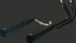 KHROME WERKS 2-into-2 Dominator Exhaust System with 4-1/2" Mufflers - Black with Race Tip - Twin Cam