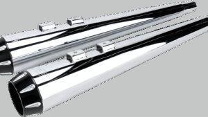 BASSANI XHAUST Megaphone Mufflers - Chr/Blk - Fluted - Performance Baffle